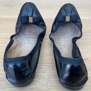 Ferragamo Black My Joy Leather Ballet Flats